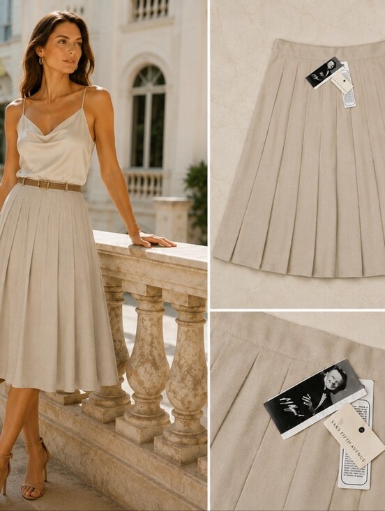 Dresses & Skirts - Vintage Peter Nygård NWTs 100% Silk Pleated Midi Skirt